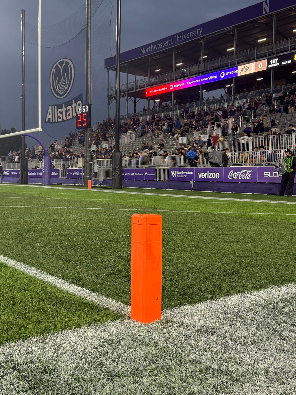 Coach Braun Autographed Game-Used Pylon - Final Game at Martin Stadium